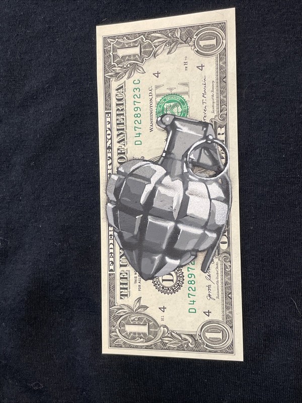 Heart Grenade Love 1 Dollar bill painting Tattoo Art Graffiti Art Street Art gallery