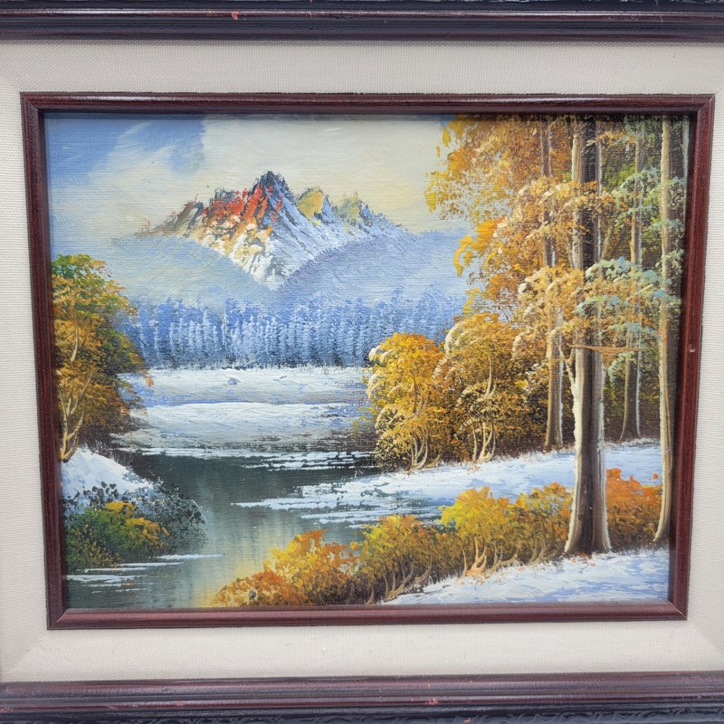Vintage "River And Landscape Scene" Oil Painting - Framed 15×13 inches gallery