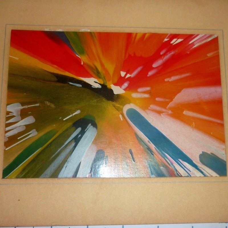 Vintage 1970s Spin Art Painting Psychedelic Carnival Outsider Abstract Art Mat gallery