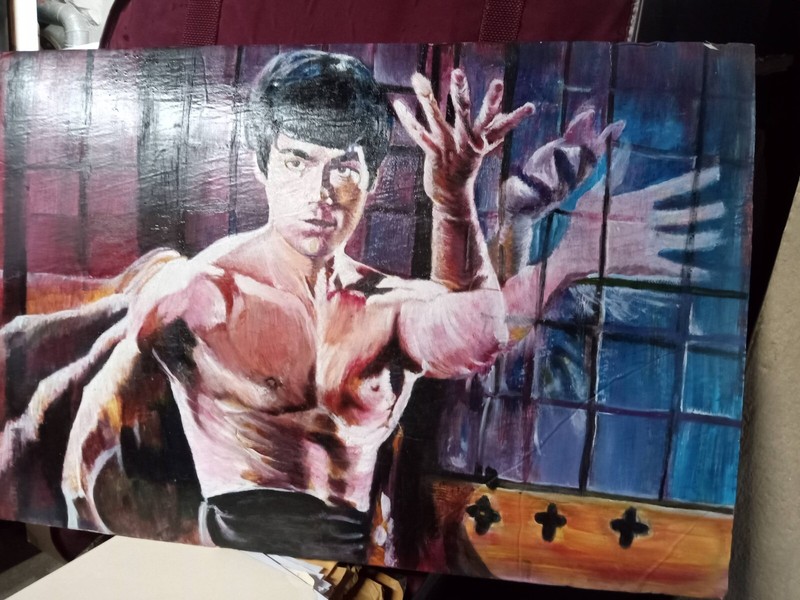 Bruce Lee Original Oil Painting Of Fists Of Fury gallery
