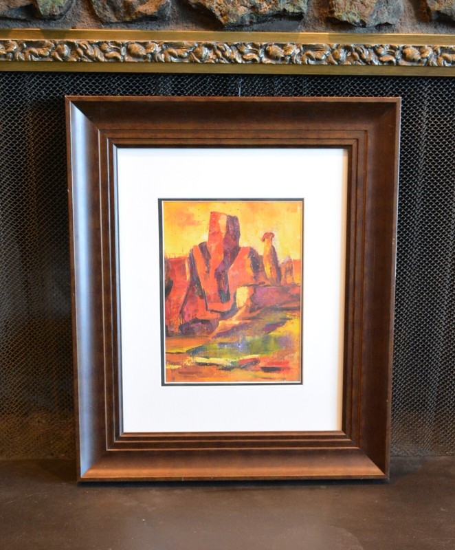 Oil Painting – Expressive Red Rock Landscape in Full Sun – Beautifully Framed