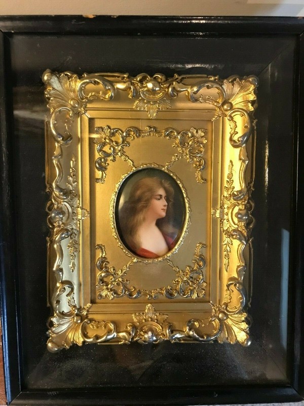 Exquisite Hand Painted Wagner Signed Porcelain Portrait Plaque – Asti Lady