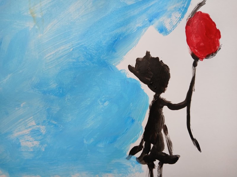 Expressionism/Abstract 9 x 12" Balloon Girl Colorful Street Art Painting gallery