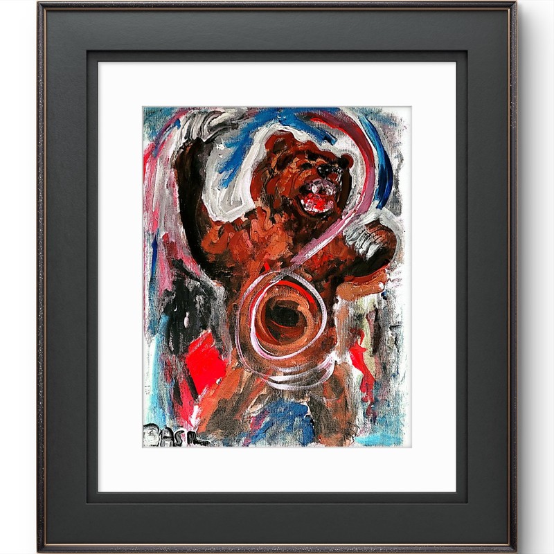 Grizzly Bear Unique Abstract Expressionism Wall Art Canvas Board 11x14 gallery
