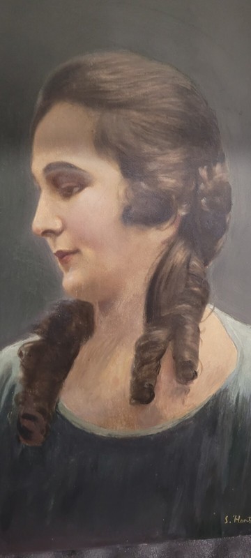 Romanian Painting By SAVA HENȚIA (1848-1904)»Portrait Of A Woman»