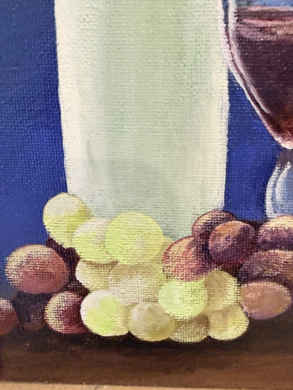 Original Signed Patricia McAdam Framed Acrylic Still Life Wine Bottle Painting gallery