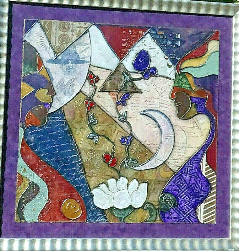 Stunning ERIN LOFTON original 24″by 24″ acrylic mixed media framed