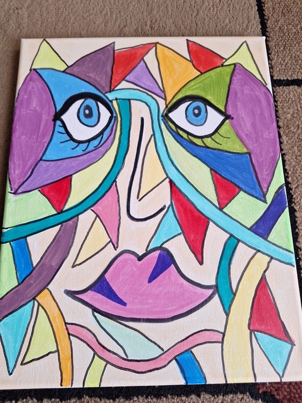 Acrylic Abstract On Canvas Painting Contemporary Ladies Face 11 X 14 In NM #1 gallery