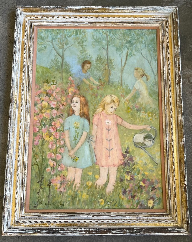 Fran Williams (American) «Children in The Flower Field» oil /Board. 1960-70’s