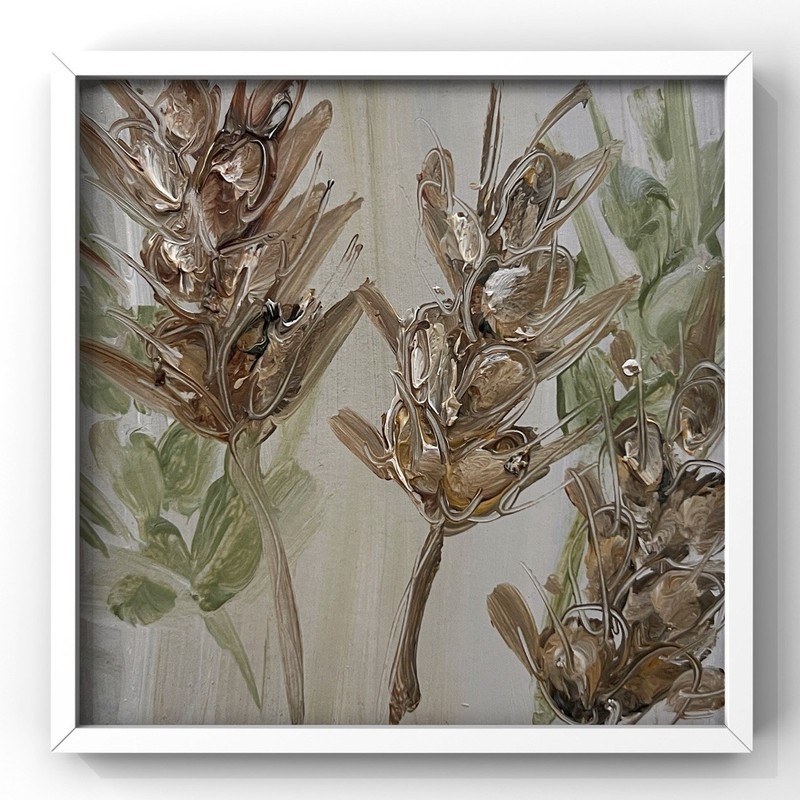 Harvest Field Wheat Impressionist Painting Rustic Farmhouse Wall Art Decor Frame
