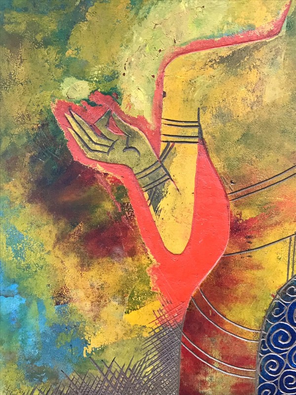 1969 Mixed Media Painting Of Guan Yin. Buddha. Signed. Possibly By Ohata. Japan gallery