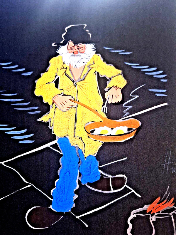 VTG 1950s Hobo Water Color Signed Alice Huertas Artist Illustrater French gallery