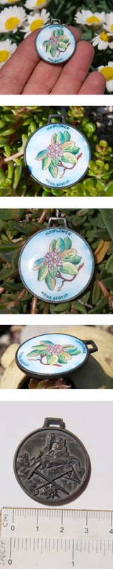 SMALL VINTAGE HAND MADE ENAMEL KEYCHAIN # MAYFLOWER NOVA SCOTIA CANADA gallery