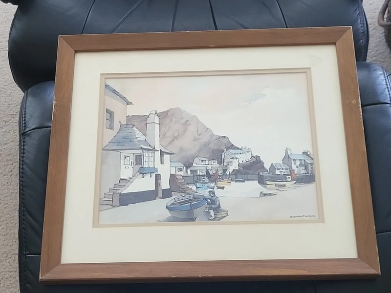 Frederick T.W. Cook (1907-1982) – Mid 20th Century Watercolor, Coastal Fish Town