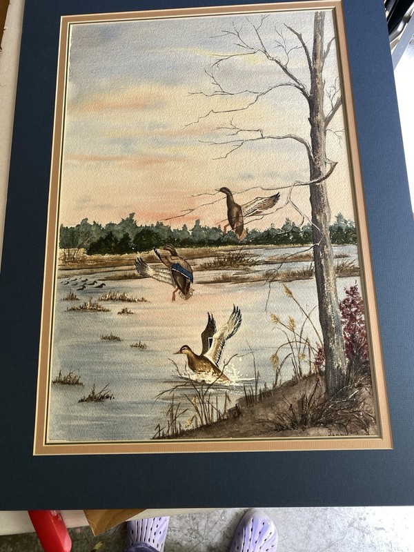 Original Watercolor Painting Signed Jenny. Triple Matted And Framed