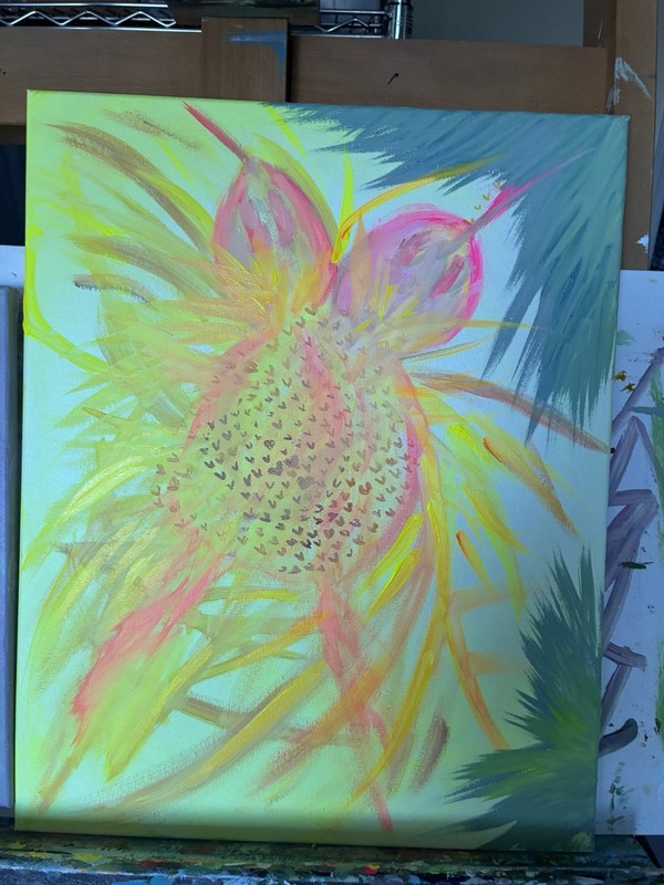 BLESSED#1518 Hummingbirds Sparring 20x16 Original Art Canvas Acrylic gallery