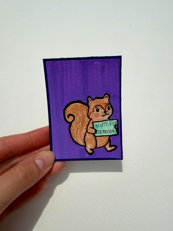 Original ACEO PaletteandPage Mixed Media Donkey Puns Protest Political Series gallery