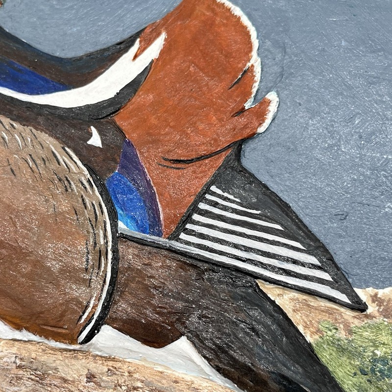 Original & Signed Mandarin Duck 3D Mixed Media Painting 16x20” By Barbara Weber gallery