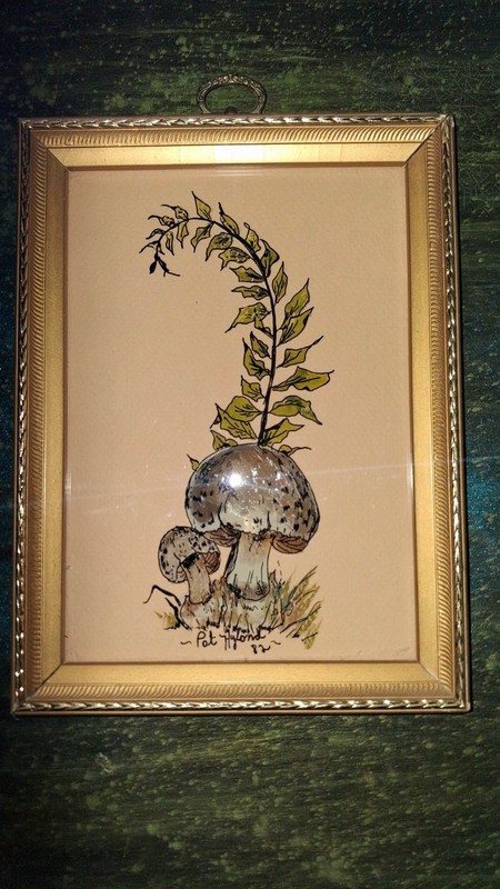 Vintage Pat Hyland Original Mushroom Watercolor Painting Framed 1982…