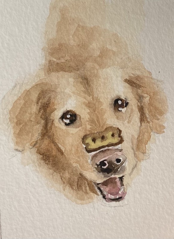 ACEO 100% Hand Painted Original Mixed Media Painting Art Dog