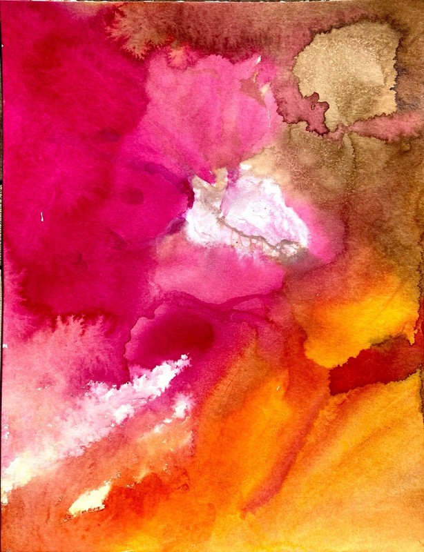 TITA PAINTZ Pink Yellow Modern Abstract Art Handmade Original Painting 9x12 gallery