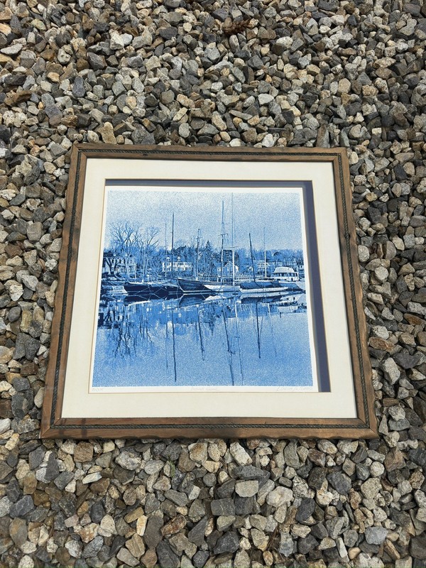 LISTED AMERICAN RICHARD EHRLICH SIGNED LIMITED EDITION SILKSCREEN «MAINE BOATS»