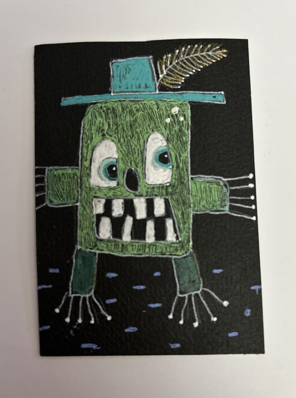 ACEO Original Miniature Art By Lyn’et – Titled; ‘Green Potato’ 2.5X3.5”