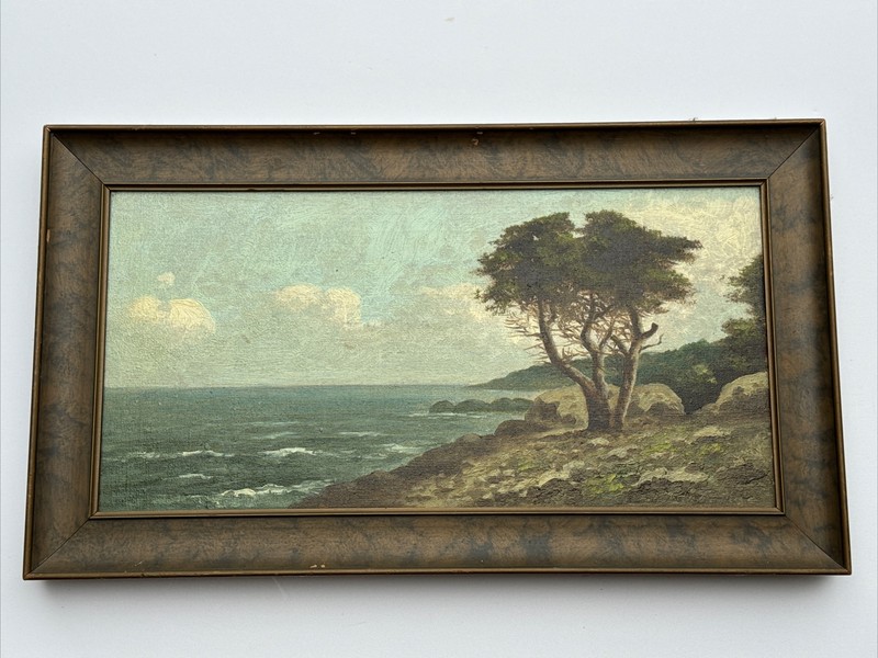 RICHARD DETREVILLE PAINTING EARLY CALIFORNIA LANDSCAPE SEASCAPE COAST BEACH OIL