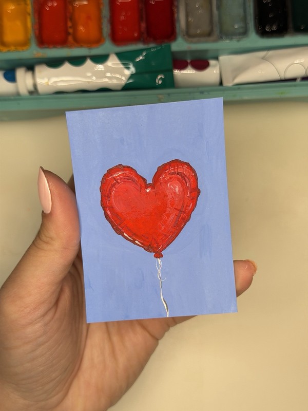 ACEO Original Mini Painting/Heart Balloon