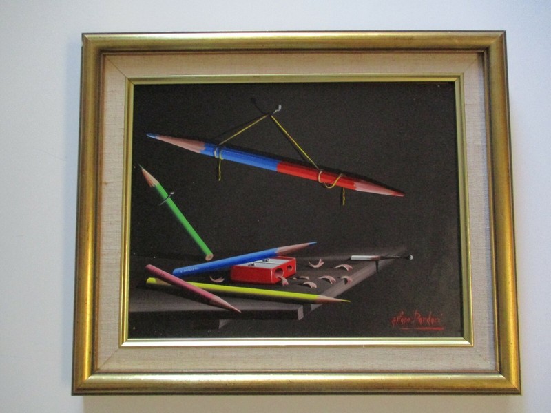 VINTAGE OIL PAINTING Trompe-l’œil SURREALISM STILL LIFE MODERNISM ALFANO DARDARI