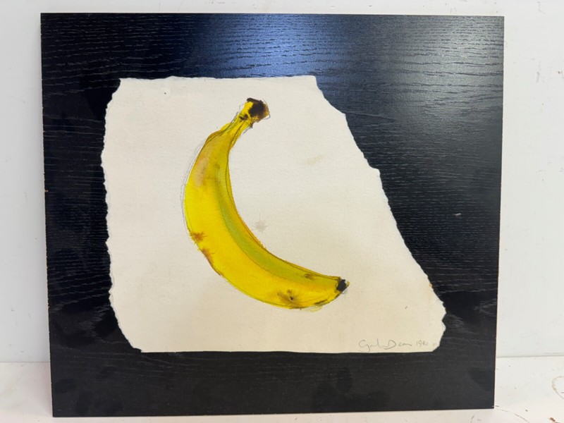 British UK Artist Graham Dean 1990 Signed Watercolor Painting of a Banana