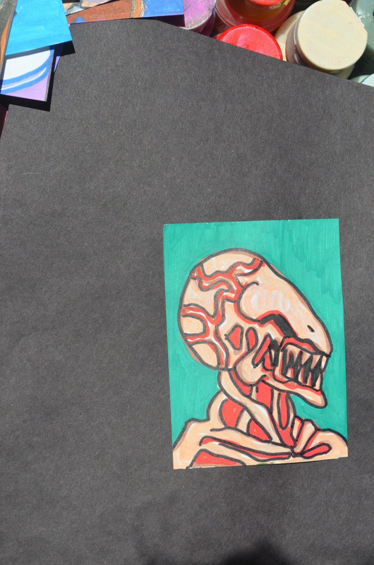 ACEO Original Art Fleshy Face Horror Mixed Media Not a print