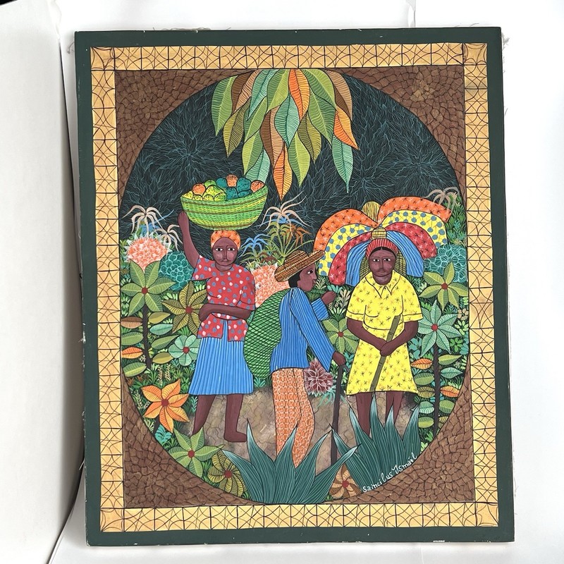 Original Haitian Haiti Art Painting By the Master Saincilus Ismael 20×24 Farmers