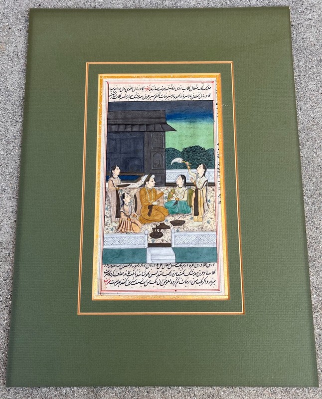 ANTIQUE PERSIAN /INDIAN «OPAQUE GOUACHE WATERCOLOR» PAINTING ON PAPER