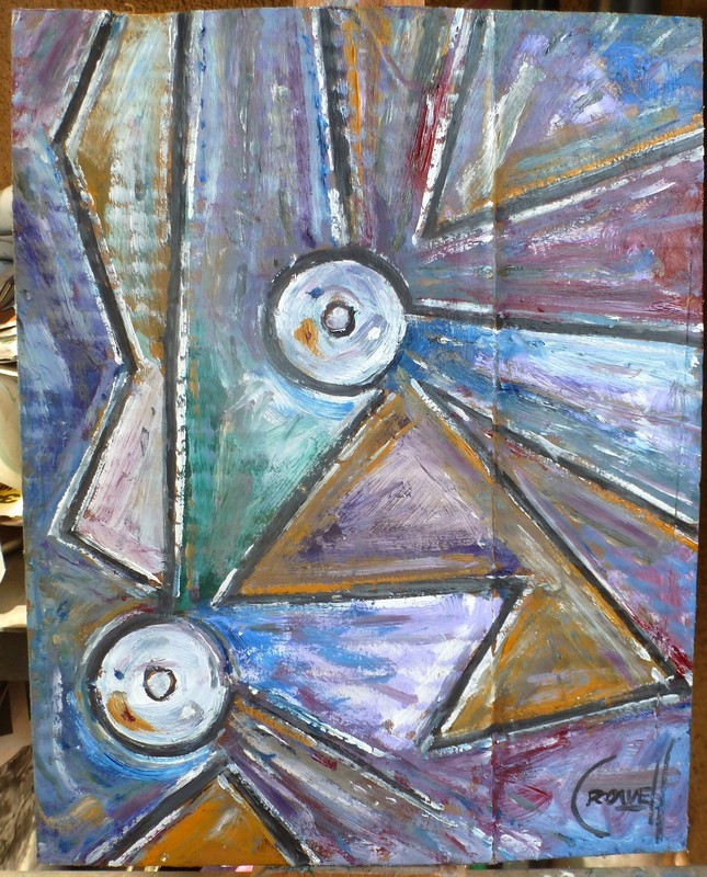 END OF SUMMER card panel abstract original 8×10 oil painting by Crowell
