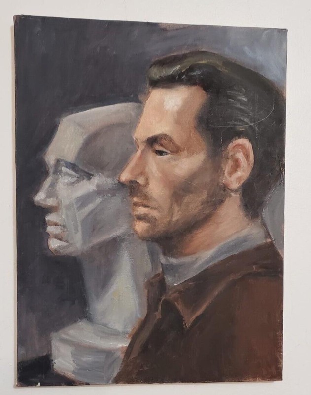 Portrait Study of a Man and Anatomical Bust