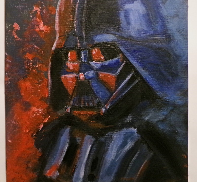 Darth Vader Original Acrylic Painting 9x12 Star Wars Wall Art Signed Unframed gallery