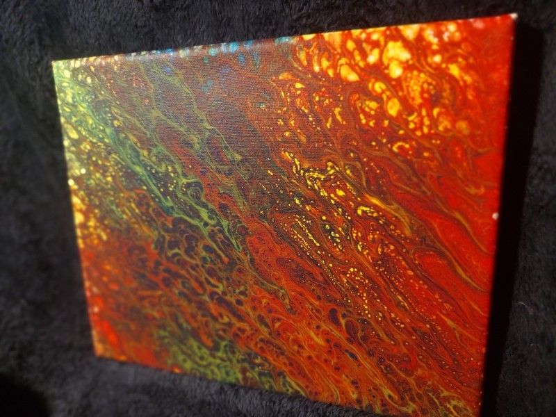 Acrylic Pour Wall Art Painting on an 8 in by 10 in x 0.5 in Canvas