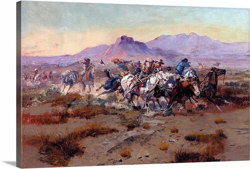 Canvas Wrap Giclee Art The Attack Charles Russell 16×24