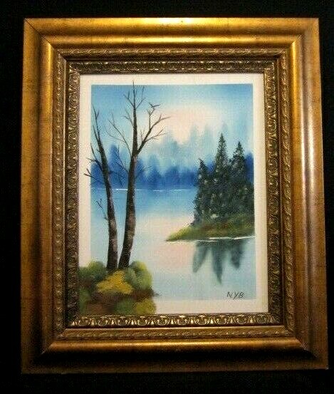 ‘N.Y.B.» (ARTIST) FLORIDA HIGHWAYMEN STYLE SIGNED OIL PAINTING ON CANVAS FRAMED