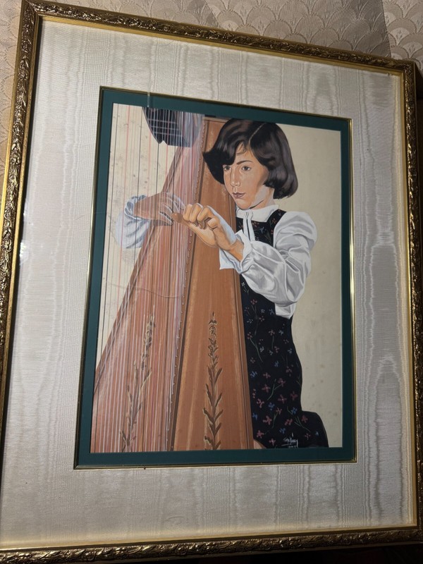 Tom McKinney 1977 «Girl With Cello» Watercolor Painting – Signed And Framed