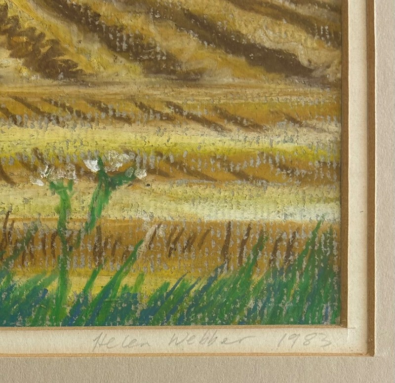 Helen Webber - original, signed, framed pastel on paper "Stubble Field-Evening" gallery