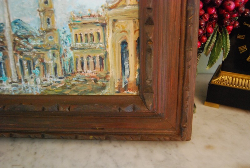 FRAMED ORIGINAL OIL "VIEW OF OLD COLONIAL TRINIDAD", CUBA ARTIST: HECTO VIDAL gallery