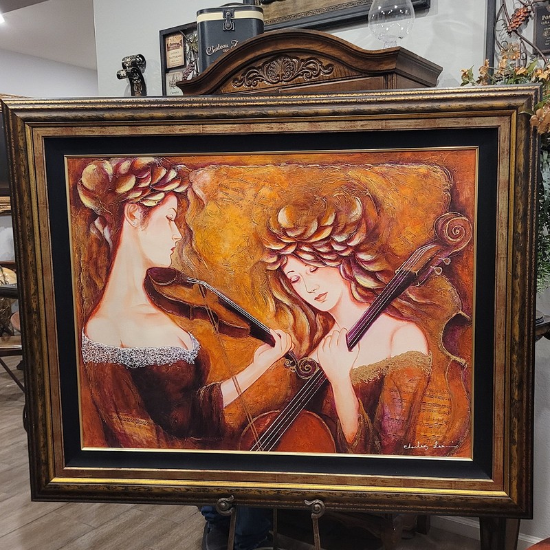 Charles Lee Cello & Violin Duet Painting Titled Classical Music 60" X 48" gallery