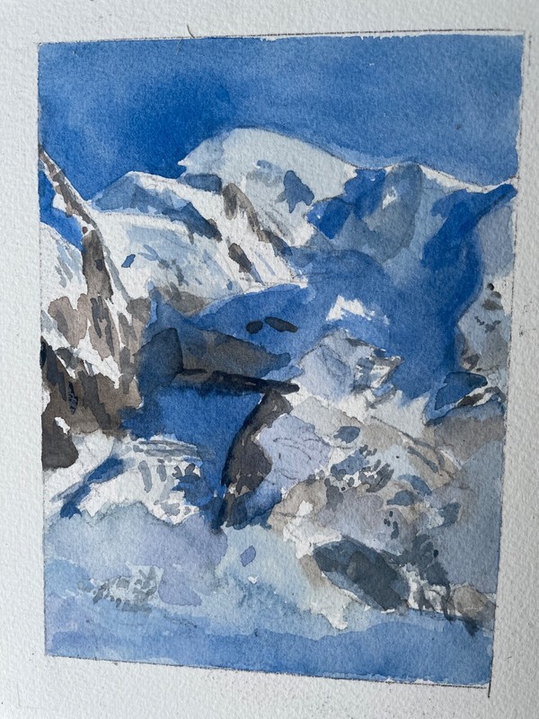 Mont Blanc, Chamonix, France/ Orig. W/C / 7″x 10″/ Mimi Davis, Artist