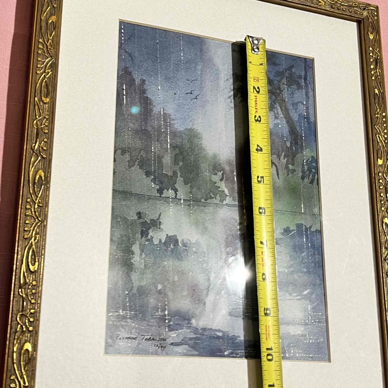 Roxanne Tobaison Embellished Watercolor Landscape Signed Original Art 10x7 gallery