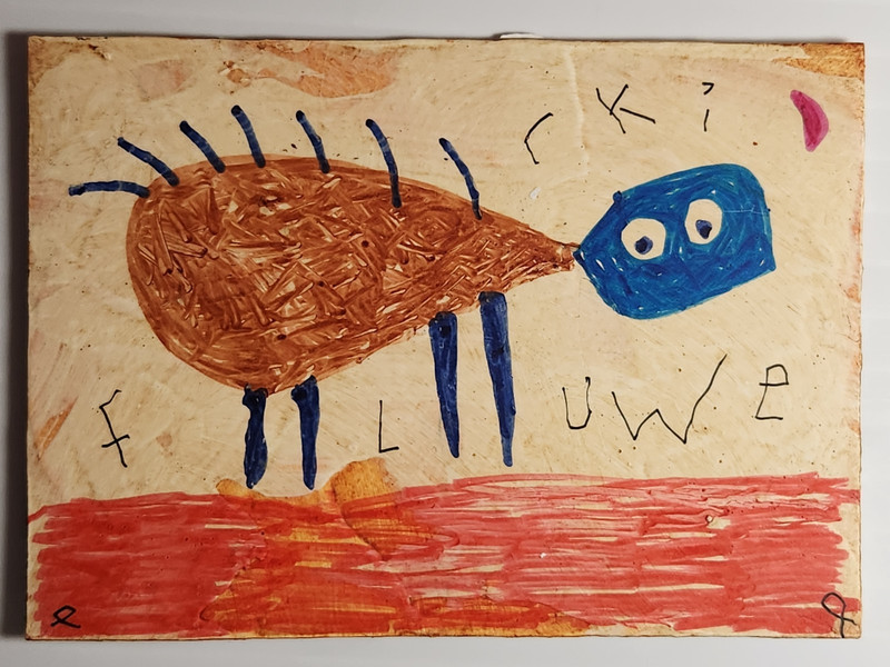 e9Art ACEO four-legged creature outsider art brut naive