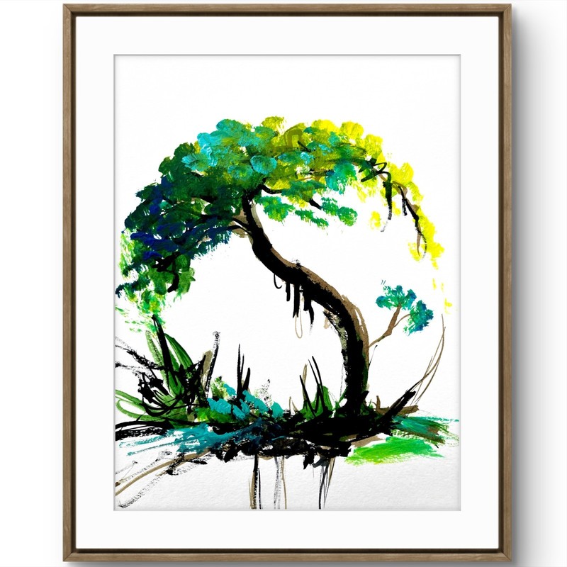 TITA PAINTZ Yin Yang Tree Abstract Landscape Hand Painted Wall Art