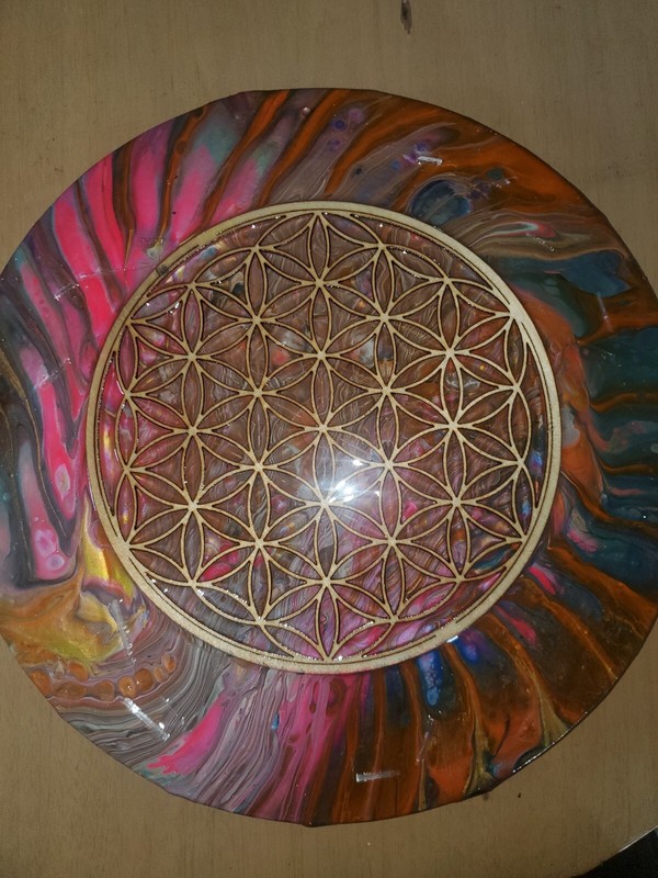 Flower Of Life Paint Pouring Art