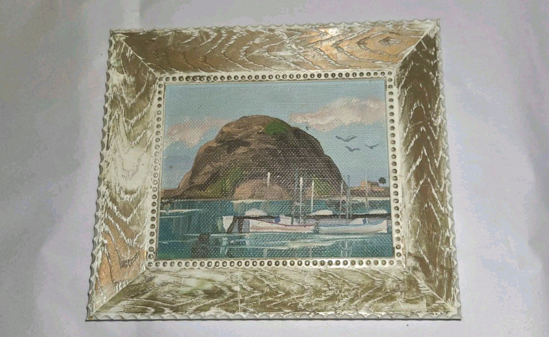 Vtg Small Thomas F. Goff Painting Morro Rock On A Clear Day 7×6 Frame